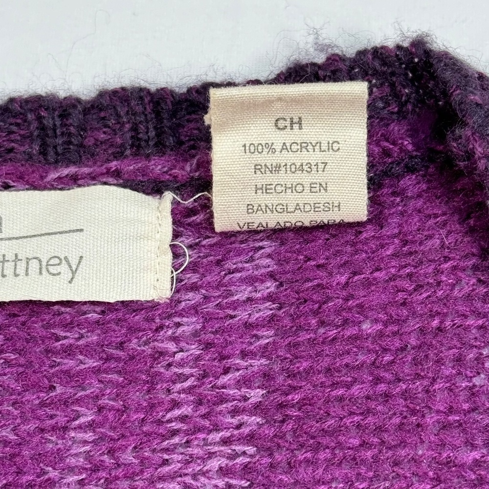 Allison Brittany Knit Surplice Sweater Womens Size S Purple Short Sleeve - Picture 4 of 8